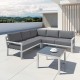 MIO - Ensemble salon de jardin design aluminium - Blanc Gris - intérieur/extérieur