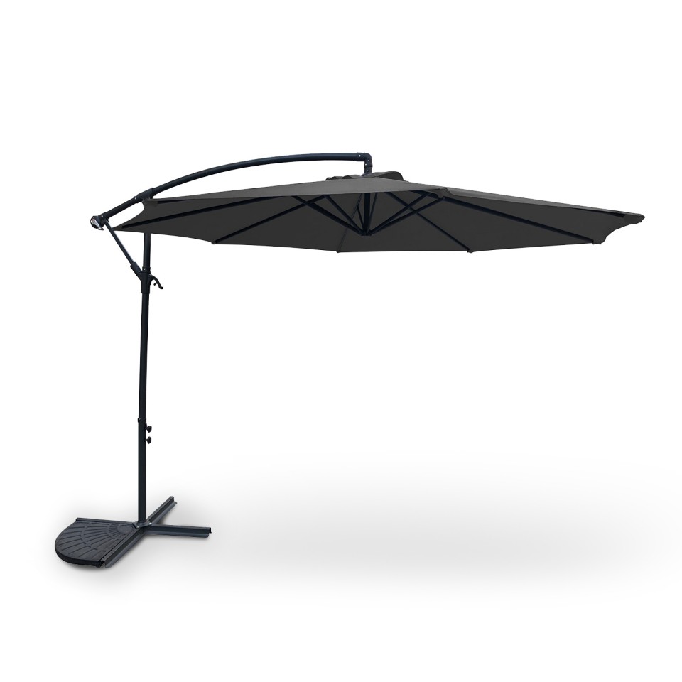Parasol déporté rond 300cm - Gris - PAROS Parasol déporté rond 300cm - Gris - PAROS