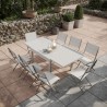 Table de jardin extensible aluminium 90/180cm  + 8 Chaises pliables textilène gris - BORA