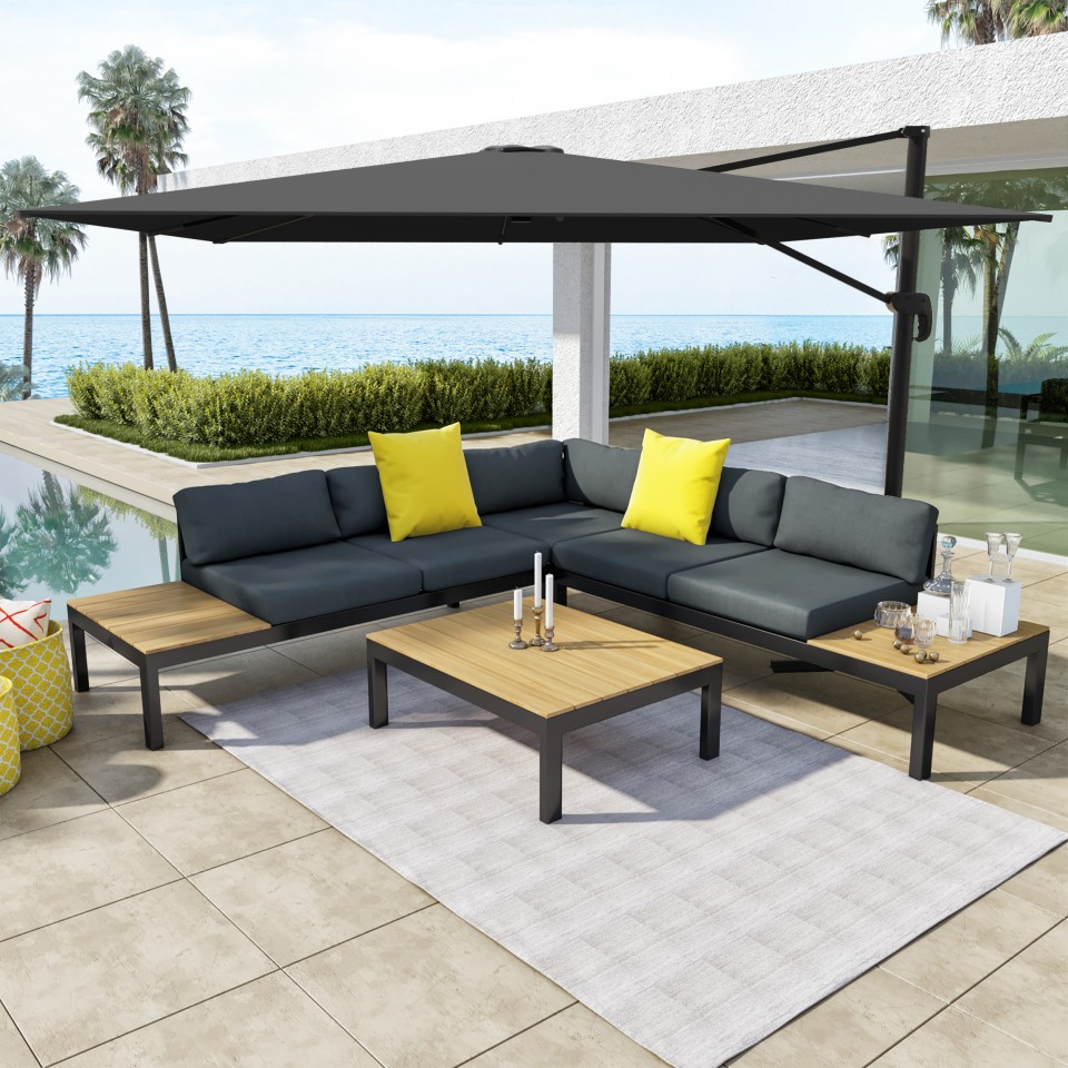 Ensemble salon de jardin design aluminium - Gris Noir- MILANO Ensemble salon de jardin design aluminium - Gris Noir- MILANO