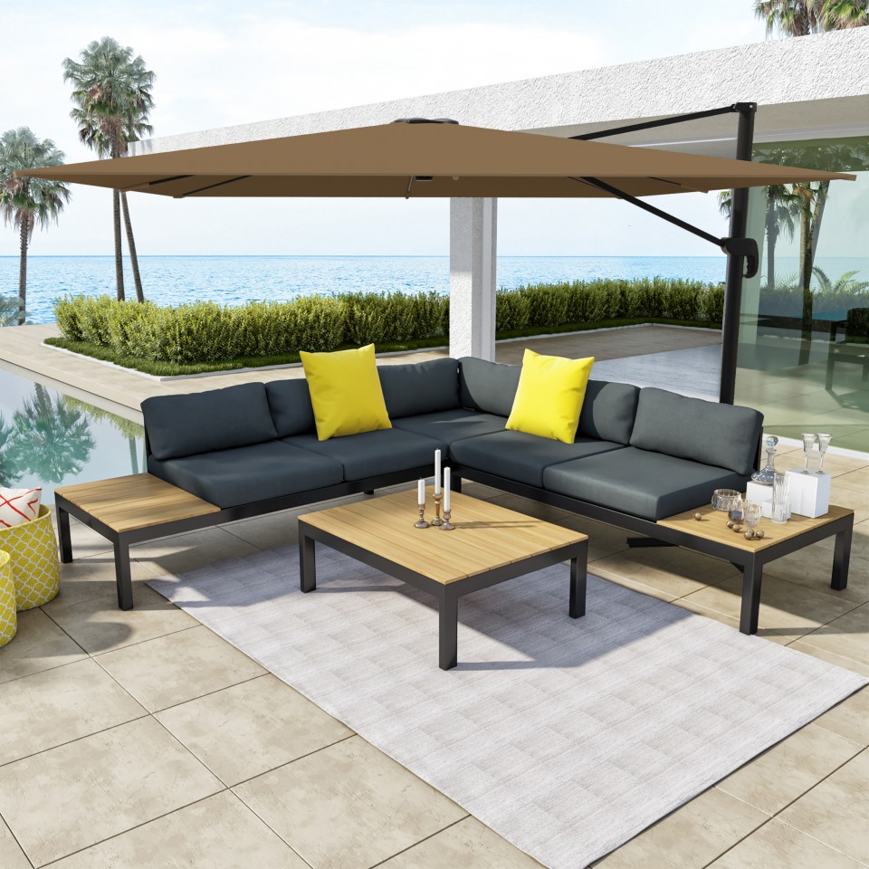 Ensemble salon de jardin design aluminium - Gris Noir- MILANO Ensemble salon de jardin design aluminium - Gris Noir- MILANO