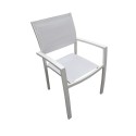 Lot de 2 Fauteuils empilables aluminium en textilène- blanc-PALMA Lot de 2 Fauteuils empilables aluminium en textilène- blanc-PALMA