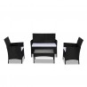 IMORA - Salon de jardin résine tressée Noir/Ecru - ensemble 4 places - Canapé + Fauteuil + Table