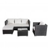 5 places - Ensemble salon de jardin résine tressée - Noir / Ecru - LUNGA 5