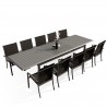 Table de jardin extensible aluminium 220/320cm  + 10 Fauteuils empilables textilène Gris Anthracite - ANDRA XL