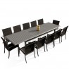 Table de jardin extensible aluminium 220/320cm  + 12 fauteuils empilables textilène Gris Anthracite - ANDRA XL