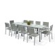 HARA XL - Table de jardin extensible aluminium 140/280cm  + 10 fauteuils textilène Argentée