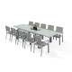 HARA XXL - Table de jardin extensible aluminium 200/320cm  + 10 fauteuils textilène Argentée