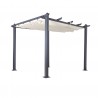 Tonnelle/Pergola aluminium 3x3m toile coulissante rétractable - Gris Taupe - model Hero