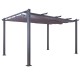 Tonnelle/Pergola aluminium 3x4m toile coulissante rétractable - Gris - model Hero XL