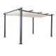 Tonnelle/Pergola aluminium 3x4m toile coulissante rétractable - Gris Taupe - model Hero XL