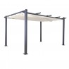 Tonnelle/Pergola aluminium 3x4m toile coulissante rétractable - Gris Taupe - model Hero XL