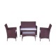 IMORA - Salon de jardin résine tressée Marron / ecru - ensemble 4 places - Canapé + Fauteuil + Table
