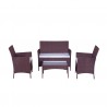 IMORA - Salon de jardin résine tressée Marron / ecru - ensemble 4 places - Canapé + Fauteuil + Table
