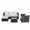 5 places - Ensemble salon de jardin résine tressée - Noir / Ecru - LUNGA 5