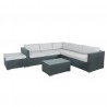 Ensemble salon de jardin en résine tressée fonctionnel avec coffre de rangement intégré- gris - FARENZA