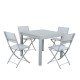 Table de jardin extensible aluminium 90/180cm  + 8 Chaises pliables textilène gris - BORA