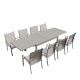 Table de jardin extensible aluminium 135/270cm  + 8 fauteuils empilables textilène gris - ANDRA