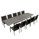 Table de jardin extensible aluminium 220/320cm  + 10 Fauteuils empilables textilène Gris Anthracite - ANDRA XL