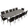 Table de jardin extensible aluminium 220/320cm  + 12 fauteuils empilables textilène Gris Anthracite - ANDRA XL
