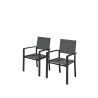 HARA - 2 Fauteuils empilables aluminium et textilène anthracite