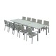 HARA XXL - Table de jardin extensible aluminium 200/320cm  + 10 fauteuils textilène Argentée