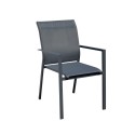 Lot de 5 Fauteuils empilables aluminium textilène - gris anthracite - ARONA Lot de 5 Fauteuils empilables aluminium textilène - gris anthracite - ARONA
