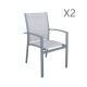 Lot de 2 Fauteuils empilables aluminium en textilène- Gris-ANDRA