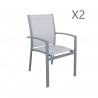 Lot de 2 Fauteuils empilables aluminium en textilène- Gris-ANDRA