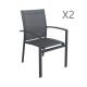 Lot de 2 Fauteuils empilables aluminium en textilène - Gris Antracite - ANDRA