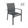 Lot de 8 Fauteuils empilables aluminium en textilène- Gris anthracite-ANDRA