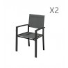 HARA - 2 Fauteuils empilables aluminium et textilène anthracite