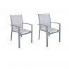 Lot de 2 Fauteuils empilables aluminium en textilène- Gris-ANDRA