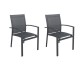 Lot de 2 Fauteuils empilables aluminium en textilène - Gris Antracite - ANDRA