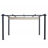 Tonnelle/Pergola aluminium 3x4m toile coulissante rétractable - Gris / Taupe- OHIO XL