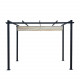 Tonnelle/Pergola aluminium 3x3m toile coulissante rétractable - Gris / Taupe- OHIO