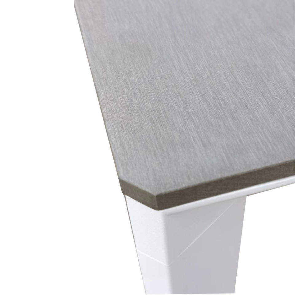 Table de jardin en aluminium bois composite - 8 places 205cm - blanc gris- LENA Table de jardin en aluminium bois composite - 8 places 205cm - blanc gris- LENA