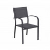 Table de jardin extensible aluminium 270cm  + 10 fauteuils empilables textilène anthracite gris - LIO 10