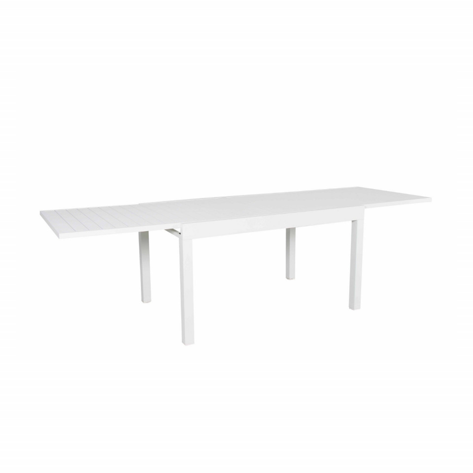 Table de jardin extensible aluminium - 135/270cm - 10 places - Blanc - ANDRA