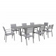 Table de jardin extensible en aluminium 270cm  + 8 fauteuils empilables textilène gris - MILO 8