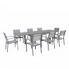 Table de jardin extensible en aluminium 270cm  + 8 fauteuils empilables textilène gris - MILO 8