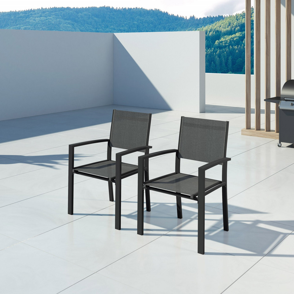 HARA- 4 Fauteuils aluminium argenté textilène gris clair HARA- 4 Fauteuils aluminium argenté textilène gris clair