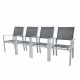 HARA- 2 Fauteuils empilables aluminium argenté textilène gris clair