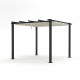 Tonnelle/Pergola aluminium 3x3m toile coulissante rétractable - Gris / Taupe- OHIO