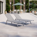 Duo de bains de soleil/transat de jardin inclinable 5 positions - Argenté Gris  - COSTA