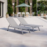 Duo de bains de soleil/transat de jardin inclinable 5 positions - Argenté Gris  - COSTA