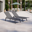 Duo de bains de soleil empilables en aluminium Gris - transat multi position - COSTA Duo de bains de soleil empilables en aluminium Gris - transat multi position - COSTA
