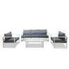 Salon de jardin design aluminium 5 Places couleur blanc gris - VINCENNES
