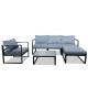 Salon de jardin angle design aluminium polywood 5 Places couleur gris - VALENCE