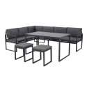 Salon de jardin en acier 8 personnes d'angle design - Gris Anthracite